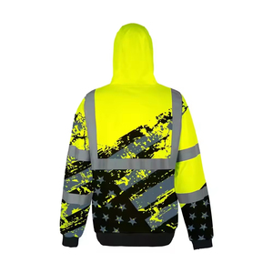 Sweat à capuche de sécurité LED personnalisé unisexe pour adultes, haute visibilité, pour le travail industriel et la construction, conforme ANSI, vente en gros - Product Image 4