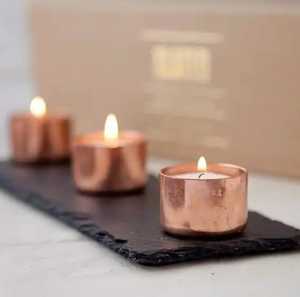 Ensemble de bougeoirs de luxe en cuivre martelé avec base en ardoise noire, élégant récipient métallique pour bougies chauffe-plat, pour Spa, Hôtel, Skies Trader 2026 - Product Image 1