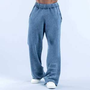 Pantalones Deportivos de Pierna Recta para Hombre, 2026, con Logotipo Personalizado, 100% Algodón, Borde Crudo, Felpa Francesa, Talla Grande, Elásticos en Cuatro Direcciones, Secado Rápido, para Invierno y Gimnasio - Product Image 3