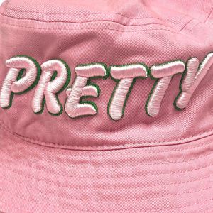 Sombrero de Pescador Rosa con Letra Bordada en Blanco, Sombrero de Sol Informal de Algodón con Ala Ancha, para Viajes al Aire Libre, Pesca, Moda Unisex - Product Image 4