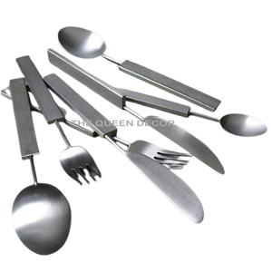 Flatware Set for 5 Piece Stainless Mirrored Steel Metal Unique Shape Shinny Polished Cutlery Premium Quality Sleek Design - Product Image 6
