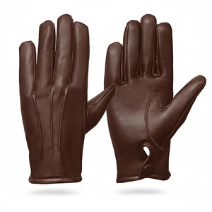 Elegantes Guantes de Conducción de Piel de Oveja Marrón hasta la Muñeca con Interior sin Forro, Diseño Sencillo y Calor Térmico Confiable - Product Image 1