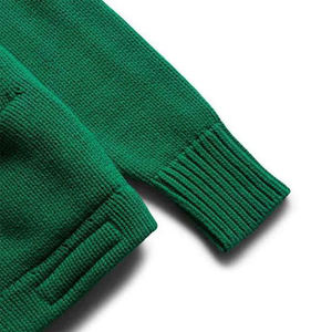 Cardigan unisexe vert à col en V, en tricot acrylique, pour hommes, style universitaire, avec broderie de patch, couleur unie, hiver - Product Image 6