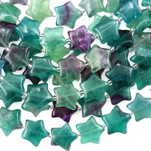 Cuentas de fluorita natural verde púrpura en forma de estrella, redondas y lisas, hilo de 15.5 pulgadas, cuentas sueltas para la fabricación de joyería al por mayor. - Product Image 3