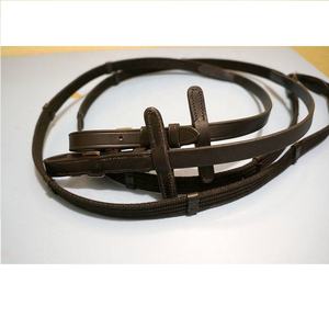 Rênes de cheval en cuir noir durables d'équipement équestre international avec la pointe en cristal blanche et noire de caractéristique antidérapage - Product Image 1