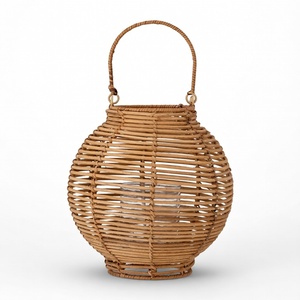 Portable camping lanterns <b>cheap</b> price eco friendly rattan lantern <b>candle</b> holder with handle - Product Image 4