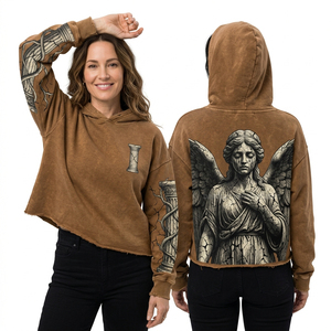 Sweat à capuche oversize beige vintage avec motif squelette 'Victorian Tea Party' et impression personnalisée, effet vieilli, à épaules tombantes, pull, fabricant - Product Image 2