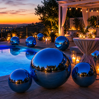 Boule miroir bleue gonflable géante, sphère réfléchissante pour la décoration de fête au bord de la piscine, festival, mariage, événement