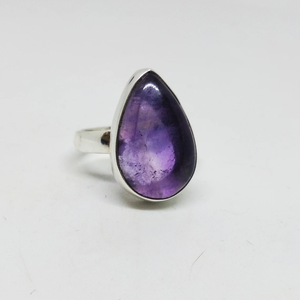 Bague de mariage élégante pour femme en argent sterling 925, style bohème hippie, avec grande pierre d'améthyste naturelle violette taille poire et sertissage clos - Product Image 4