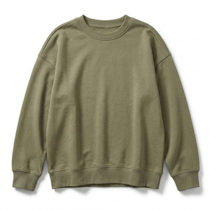 เสื้อสเวตเชิ้ตผู้หญิงทรงโอเวอร์ไซส์ สีพื้น คอกลม แขนยาว ทรงหลวม ไหล่ตก ผ้าถักผสมโพลีเอสเตอร์/คอตตอน สำหรับฤดูหนาว แห้งเร็ว - Product Image 4