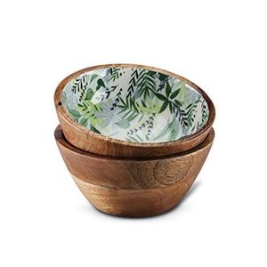 Tazón Redondo Ecológico de Madera de Mango con Estampado Esmaltado, Vajilla Moderna, Tazón Floral para Servir Aperitivos y Frutas, Venta al por Mayor B2B - Product Image 5