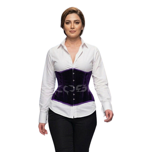 คอร์เซ็ทกำมะหยี่สีม่วงแบบรัดใต้อกพร้อมขอบผ้าซาตินสีม่วง - Product Image 1