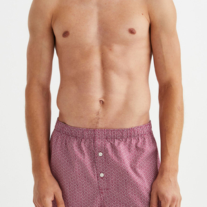 Calzoncillos bóxer clásicos de algodón elástico ecológico de tiro medio para hombre de alta calidad con abertura frontal y bolsa de soporte - Product Image 1