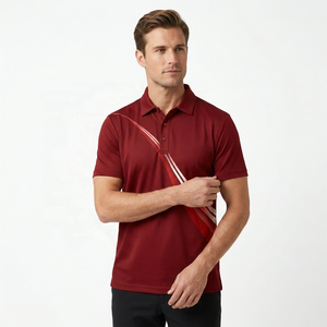 Polo Rojo de Manga Corta para Hombre, Estampado, Tejido de Punto, Secado Rápido, Estilo Casual - Product Image 2
