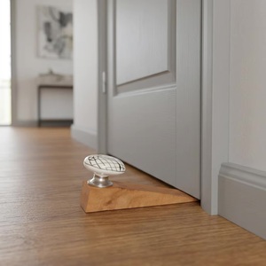 Bouton de meuble ovale en bois avec motif quadrillé floral, style traditionnel, perles décoratives, marque Art, auto-adhésif pour poignées de meubles - Product Image 4
