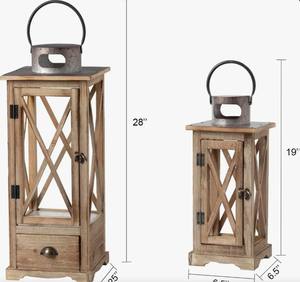 Art Empire Exports - Portavelas de Madera Natural con Paneles de Vidrio, Hecho a Mano, Estilo Rústico, 1 Color, Decoración para el Hogar, Navidad - Product Image 4