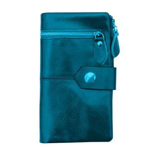 Cartera Trifold Pequeña de Cuero Genuino con Cierre de Cremallera y Protección Anti-RFID para Mujer, Monedero de Poliéster para Uso Diario, Envío Inmediato - Product Image 1