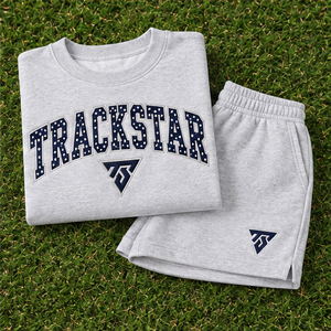 Women's <b>Light</b> Heather Grey Polka Letter Crew <b>Neck</b> 2-Piece Shorts Set Custom Casual Sportswear - Product Image 6