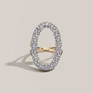 Diamond Statement <b>Ring</b> Modern Unique Vintage Large Pave Round Oval Shape Inspired <b>Cocktail</b> <b>Ring</b> Custom 14k Solid <b>Gold</b> Lab Grown - Product Image 1