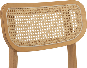 Modern Solid Wood Dining <b>Chair</b> with Synthetic Rattan Backrest <b>Padded</b> Fabric Seat <b>Chair</b> Mid Century Kitchen Furniture - Product Image 6