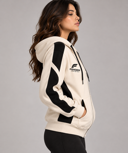 Sudadera con capucha y cremallera personalizada para mujer, de forro polar oversize, con bloques de color, sudadera con capucha y cremallera completa, estilo streetwear, chaqueta con capucha para mujer - Product Image 2