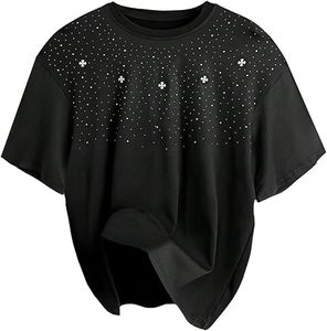 Custom Minimal <b>Rhinestone</b> T Shirt Unisex Oversized Crystal Streetwear <b>Top</b> OEM Manufacturer T Shirt For Men - Product Image 3