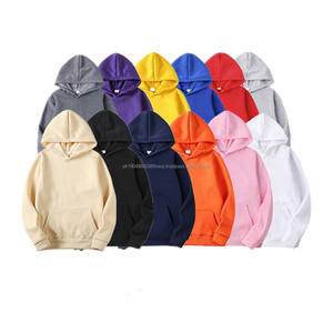 Vente en gros de sweats à capuche en polaire personnalisés avec logo brodé, 220 g/m², hiver, 20 couleurs, couleur unie, respirant, unisexe, hommes et femmes - Product Image 1