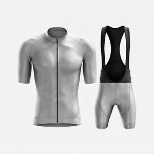 Conjunto de Jersey y Culotte de Ciclismo para Hombre, Sublimado, 100% Poliéster, para Equipos Nacionales de Fútbol, Color Gris, de Secado Rápido, con Malla Trasera - Product Image 1