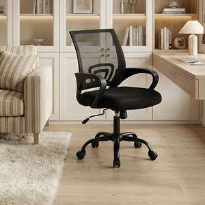 Silla Ergonómica de Oficina y Gaming con Respaldo Medio, Soporte Lumbar, Modo de Balanceo, Altura Ajustable y Reposabrazos Fijos - Product Image 6