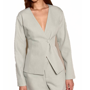 Traje de Blazer Entallado de Un Solo Botón para Mujer, Conjunto de Oficina de Poliéster, Vestido Formal, Ropa de Trabajo, Antiarrugas - Product Image 5