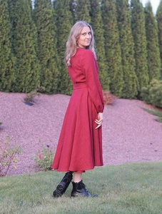 New Arrival Cotton Midi A-Line Wrap <b>Dress</b> with Long Sleeves Summer Formal Wedding Guest <b>Dress</b> for Women - Product Image 5