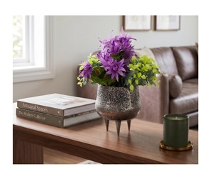 Metal Embossed Modern Texture Bowl Shape Black Color Nickel Plated Eco-Friendly Aluminium Tabletop Flower <b>Vase</b> <b>Unique</b> Style - Product Image 1