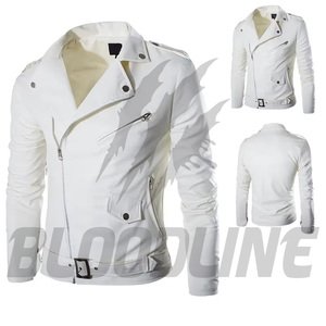 Men's Black PU <b>Leather</b> Moto <b>Jacket</b> Slim Fit Turn-down Collar Zipper Closure <b>Long</b> Sleeve Solid Color Autumn Wear - Product Image 6