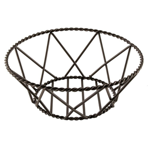 Set Of 2 Black Metal Wire <b>Basket</b> Multi-Purpose Round Kitchenware Tabletop Fruit & <b>Vegetables</b> <b>Storage</b> <b>Basket</b> With Wood Base - Product Image 3