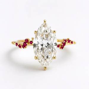 Bague solitaire en diamant taille marquise de 3,00 carats East West, cultivé en laboratoire, avec or massif 14 carats, bijoux fins pour demande en mariage pour la mariée - Product Image 1