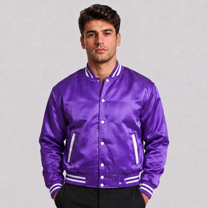 Veste de baseball en satin bleu pour homme avec lettre Q brodée, style preppy, vêtement d'automne - Product Image 4