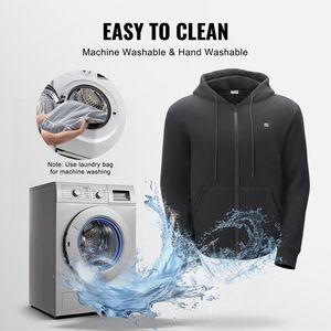 Felpa Unisex con cappuccio riscaldata con Zip a batteria XL Black-Outdoor giacche per uomo e donna - Product Image 6