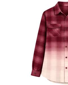 Camisa de Franela a Cuadros Ombre Personalizada para Mujer, Manga Larga, Cierre de Botones, Estilo Casual, con Dos Bolsillos en el Pecho, Blusa de Invierno - Product Image 2