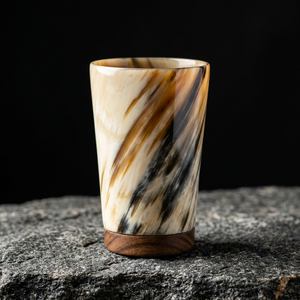 Verre à eau en corne de buffle éco-responsable fait main avec base en bois, finition polie de qualité supérieure, par REHMAN CRAFT - Product Image 2