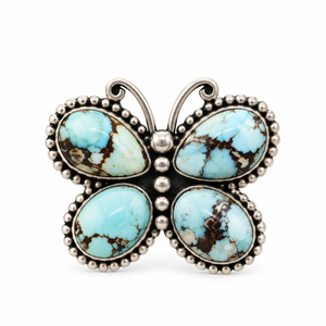 Bague Papillon Turquoise Golden Hill Faite à la Main Style Bohème Western Bijou Fantaisie en Pierre Précieuse Réglable Tendance Sud-Ouest - Product Image 6