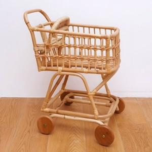 <b>Toy</b> <b>supermarket</b> trolleys pretend shopping cart <b>toys</b> top selling kid size rattan grocery carts - Product Image 2