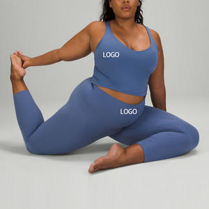 Custom Breathable Polyester/Cotton Sports Bra and Leggings <b>Set</b> Women's Yoga Fitness Wear OEM ODM Private Label Factory Wholesale - Product Image 4