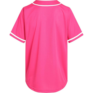 Maillot de baseball rose unisexe à manches courtes, boutonné sur le devant, anti-humidité, couleur unie, coupe régulière pour adulte, vêtements toutes saisons - Product Image 2