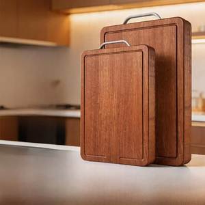 Planche à découper carrée en bois naturel de qualité supérieure avec poignée, épaisseur 1,3 cm, lavable au lave-vaisselle, planche à découper rustique en bois, non toxique - Product Image 2