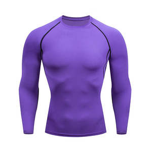 Men's <b>Purple</b> Compression Set <b>Long</b> <b>Sleeve</b> Crew Neck Full Length Quick Dry Sporty Fitness Wear Solid Color - Product Image 6