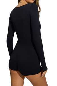 Mono de cuello cuadrado, corte ajustado, tela suave, estilo boutique para mujer, 2024 - Product Image 5