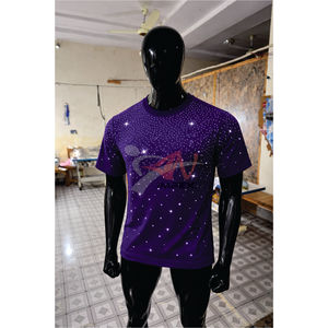 T-shirt pour homme en coton 100% avec strass violets, style streetwear décontracté, tee-shirt oversize, mode estivale, t-shirt graphique pour homme, style hip hop - Product Image 6