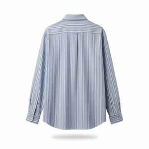 Camisa Casual de Hombre para Otoño, Transpirable, de Manga Larga, con Rayas, Tejido Oxford, Poliéster/Algodón, Cuello Clásico con Botón, Corte Recto - Product Image 3