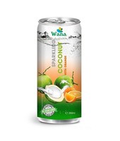 Agua de Coco Carbonatada y Jugosa 320ml |   Bebida Saludable con Sabor Original 100% Pura y Esterilizada 5.5 Brix |   Lata de Aluminio WANA
