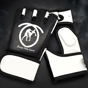 Guantes de MMA para Artes Marciales, Grappling, Sparring y Entrenamiento, de Cuero Vacuno con Palma Abierta y Correa para la Muñeca, Guantes Acolchados para Muay Thai - Product Image 5